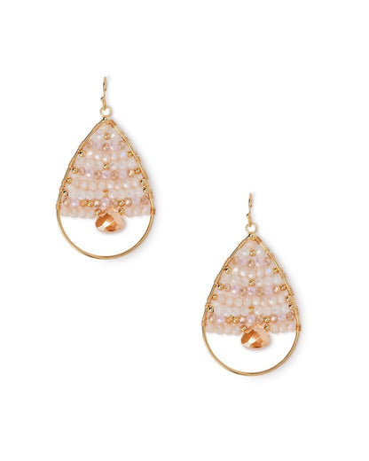 Orecchini pendenti a forma di goccia con microcristalli tono rosa - Mya Accessories
