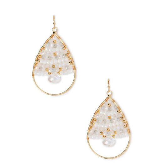 Orecchini pendenti a forma di goccia con microcristalli tono bianco - Mya Accessories