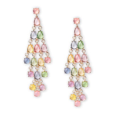 Orecchini pendenti in metallo con pietre in vetro e resina multicolore - Mya Accessories