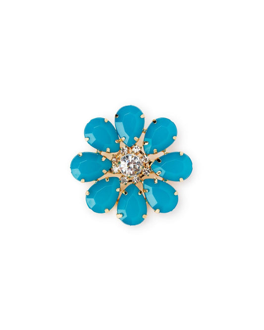 Spilla in ferro con fiore in resina petrolio - Mya Accessories