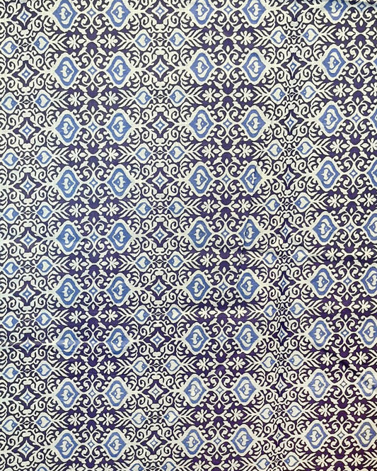 Pareo in cotone indiano con stampa sui toni del blu