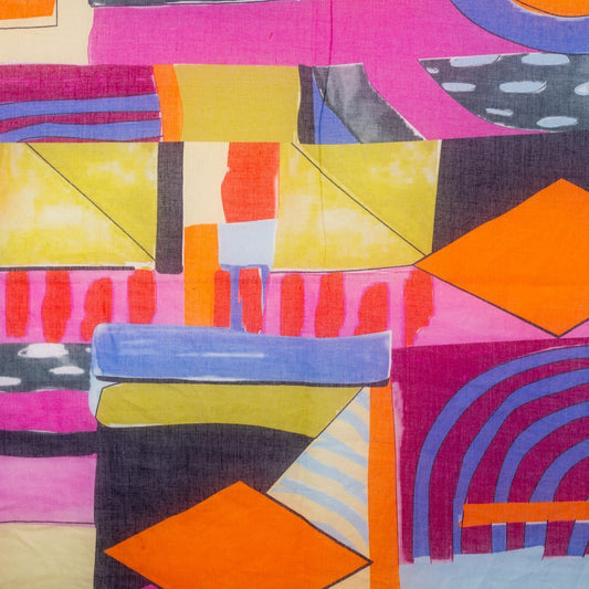 Pareo in cotone indiano con stampa geometrica multicolore