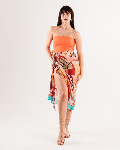 Pareo in cotone indiano con fantasia multicolore