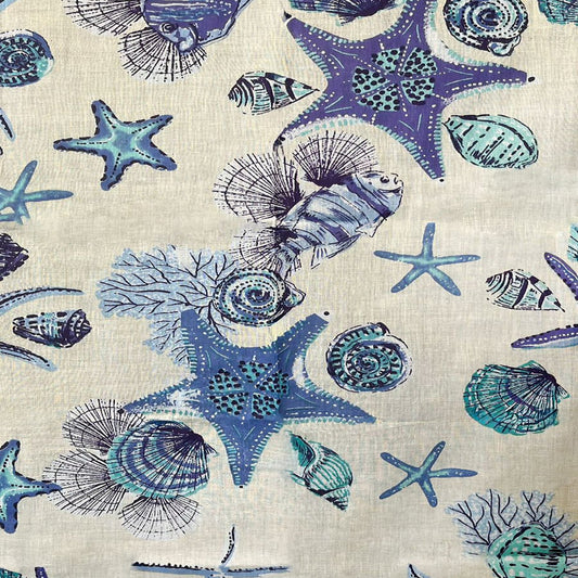 Pareo in cotone indiano con stampa marina