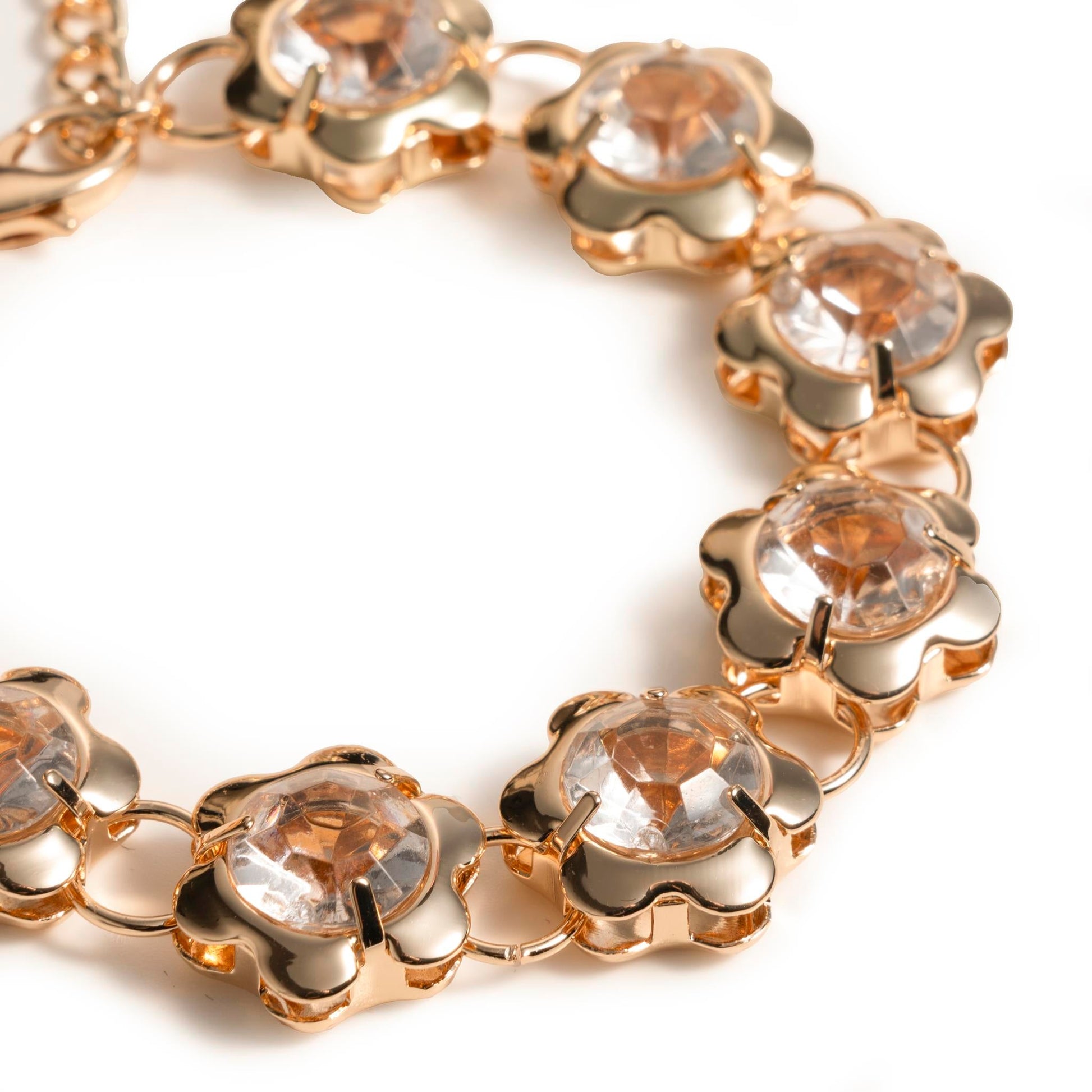Bracciale con fiori in metallo, pietre crystal - Mya Accessories