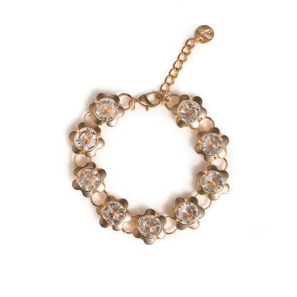 Bracciale con fiori in metallo, pietre crystal - Mya Accessories