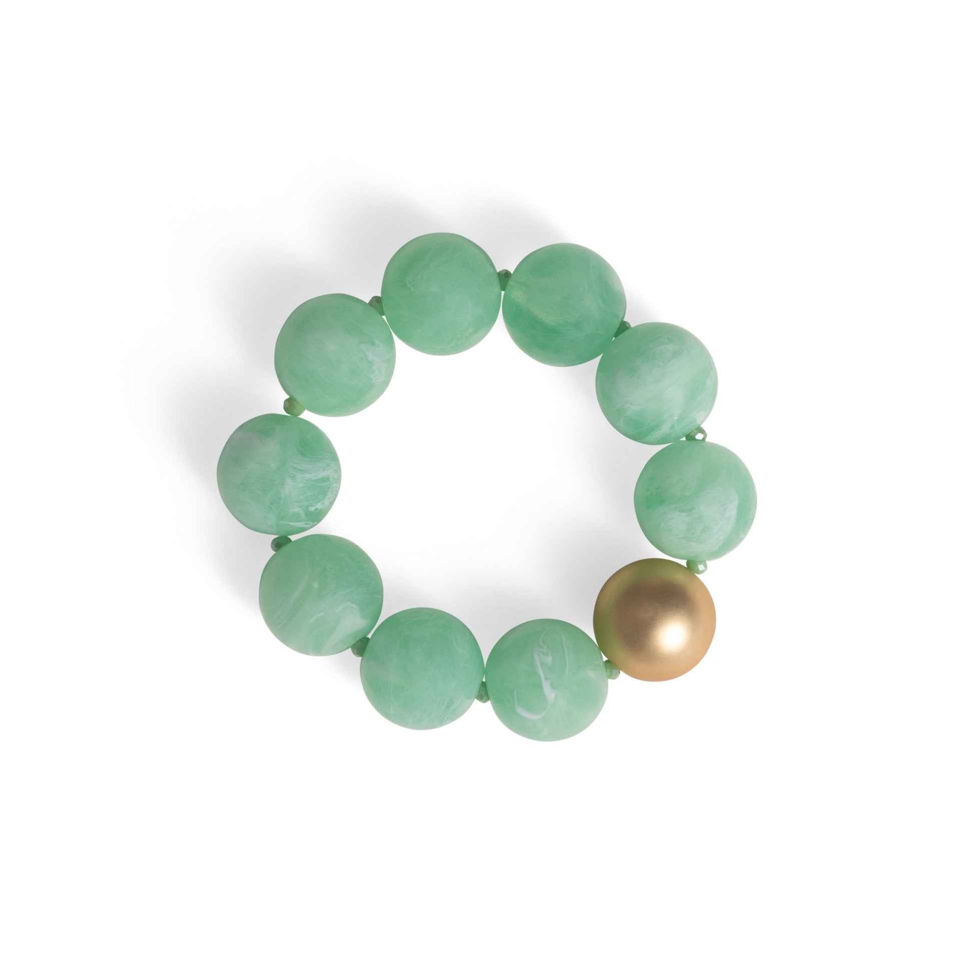 Bracciale elastico con sfere in acrilico verde - Mya Accessories