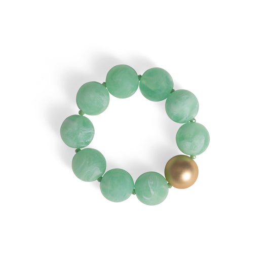 Bracciale elastico con sfere in acrilico verde - Mya Accessories