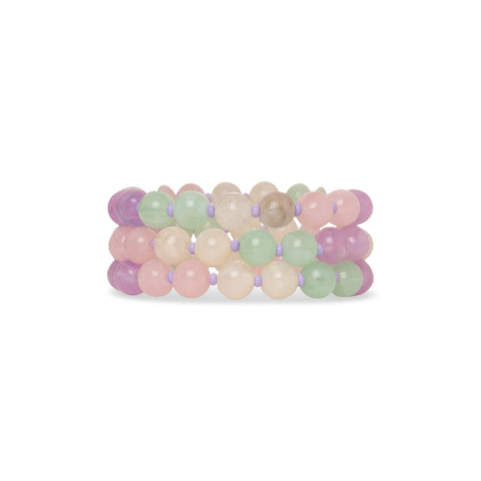 Bracciale elastico a tre fili con sfere in acrilico tono lilla - Mya Accessories