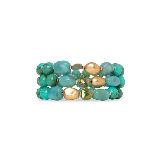 Bracciale elastico a tre linee in acrilico tono verde - Mya Accessories