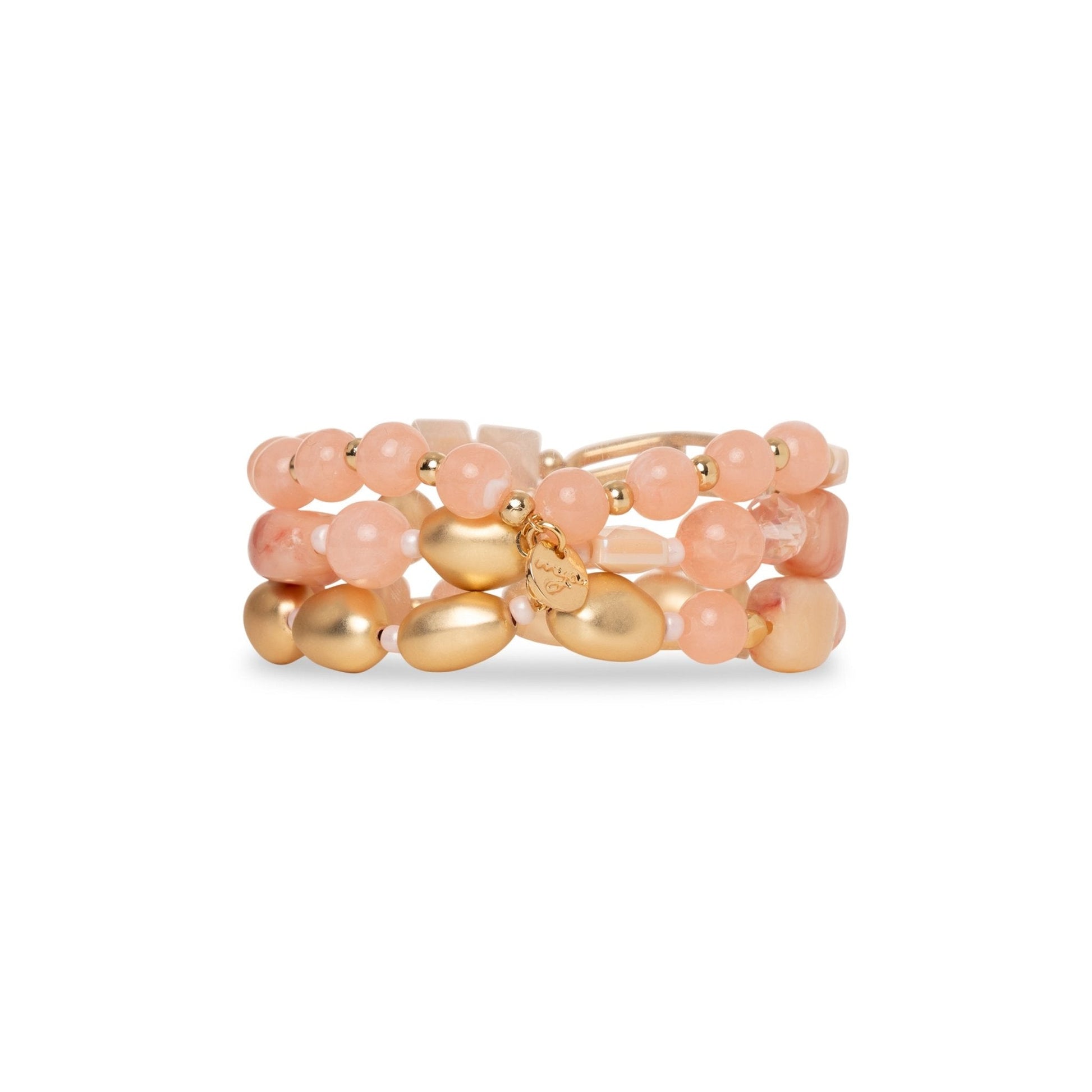 Bracciale elastico tre linee con pepite acrilico rosa - Mya Accessories