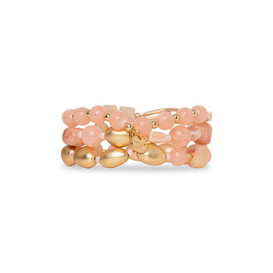Bracciale elastico tre linee con pepite acrilico rosa - Mya Accessories