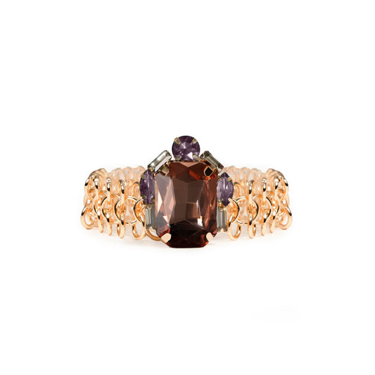Bracciale a maglia con inserto pietra in acrilico ambra - Mya Accessories