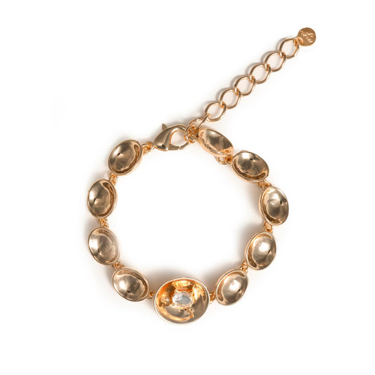 Bracciale in metallo a sfere concave con pietre crystal - Mya Accessories