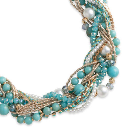 Collana girocollo con pietre in acrilico e vetro intrecciate tono tuchese - Mya Accessories