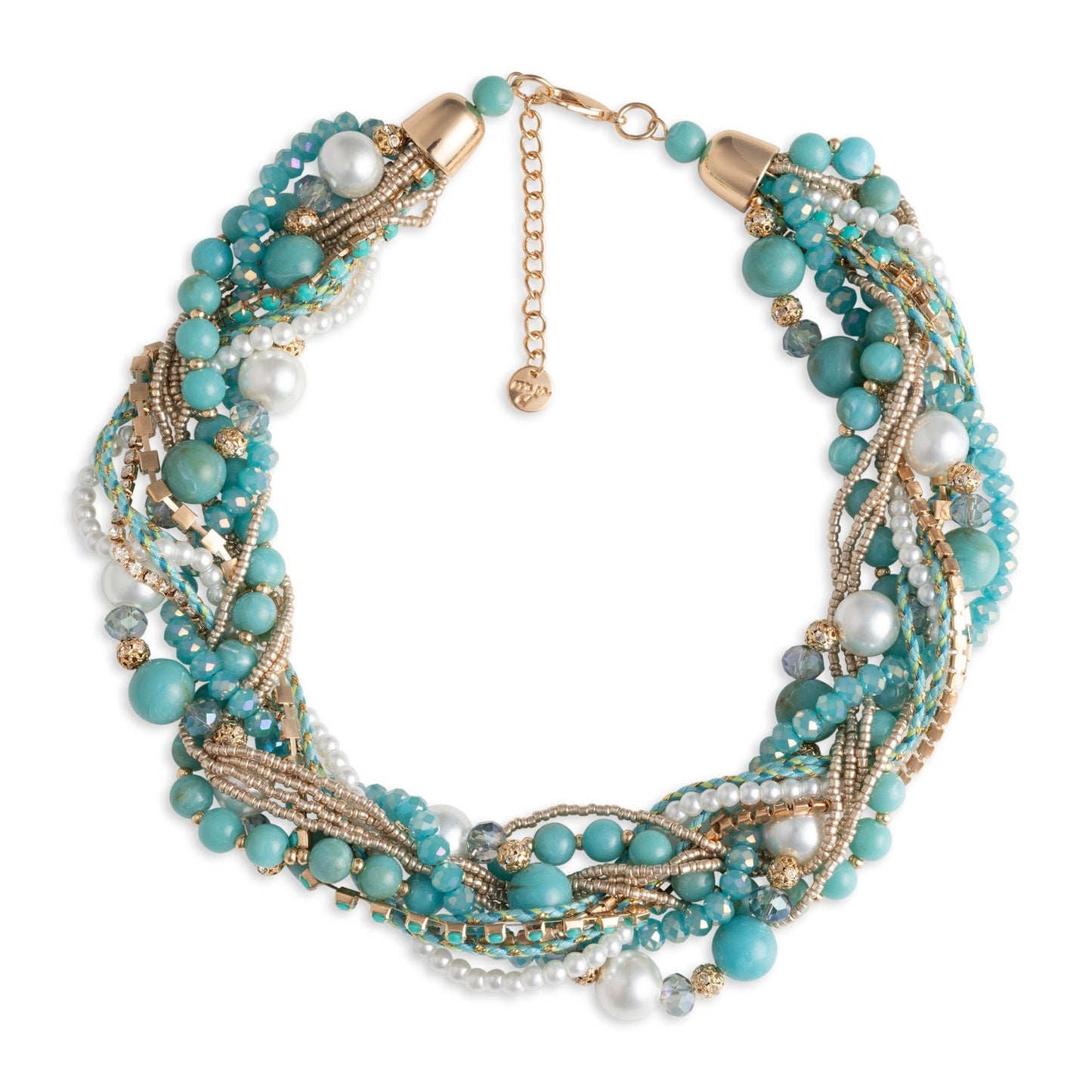 Collana girocollo con pietre in acrilico e vetro intrecciate tono tuchese - Mya Accessories