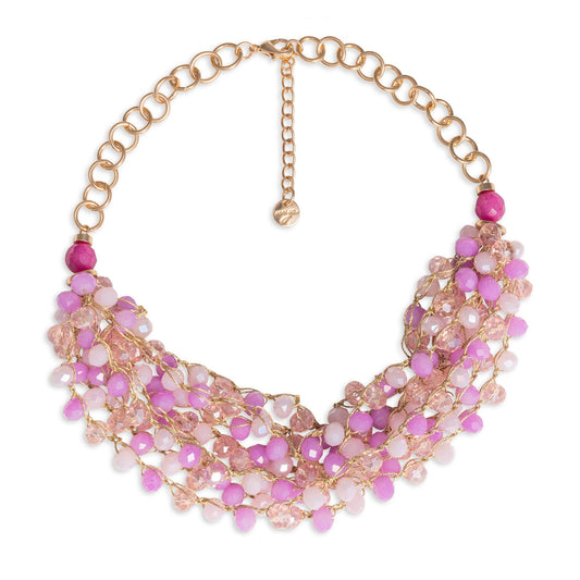 Collana girocollo a catena con micro cristalli tono rosa - Mya Accessories