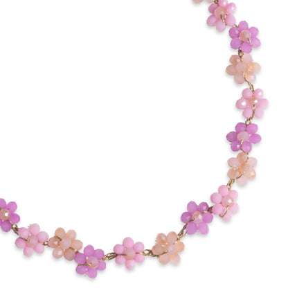 Collana girocollo con fiorellini in micro cristalli rosa - Mya Accessories