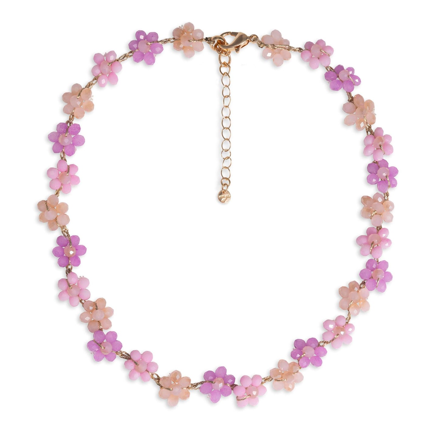 Collana girocollo con fiorellini in micro cristalli rosa - Mya Accessories