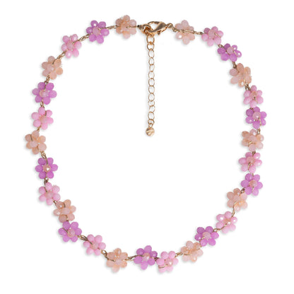Collana girocollo con fiorellini in micro cristalli rosa - Mya Accessories