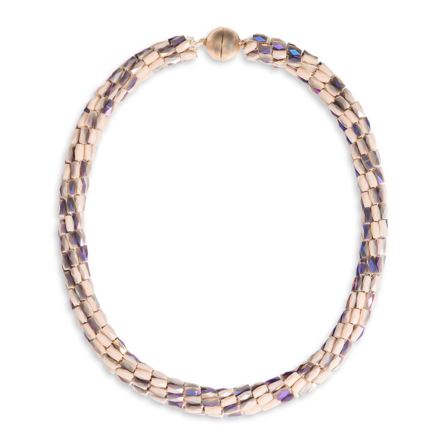 Collana girocollo a torciglione con micro cristalli rosa e sfumature viola - Mya Accessories