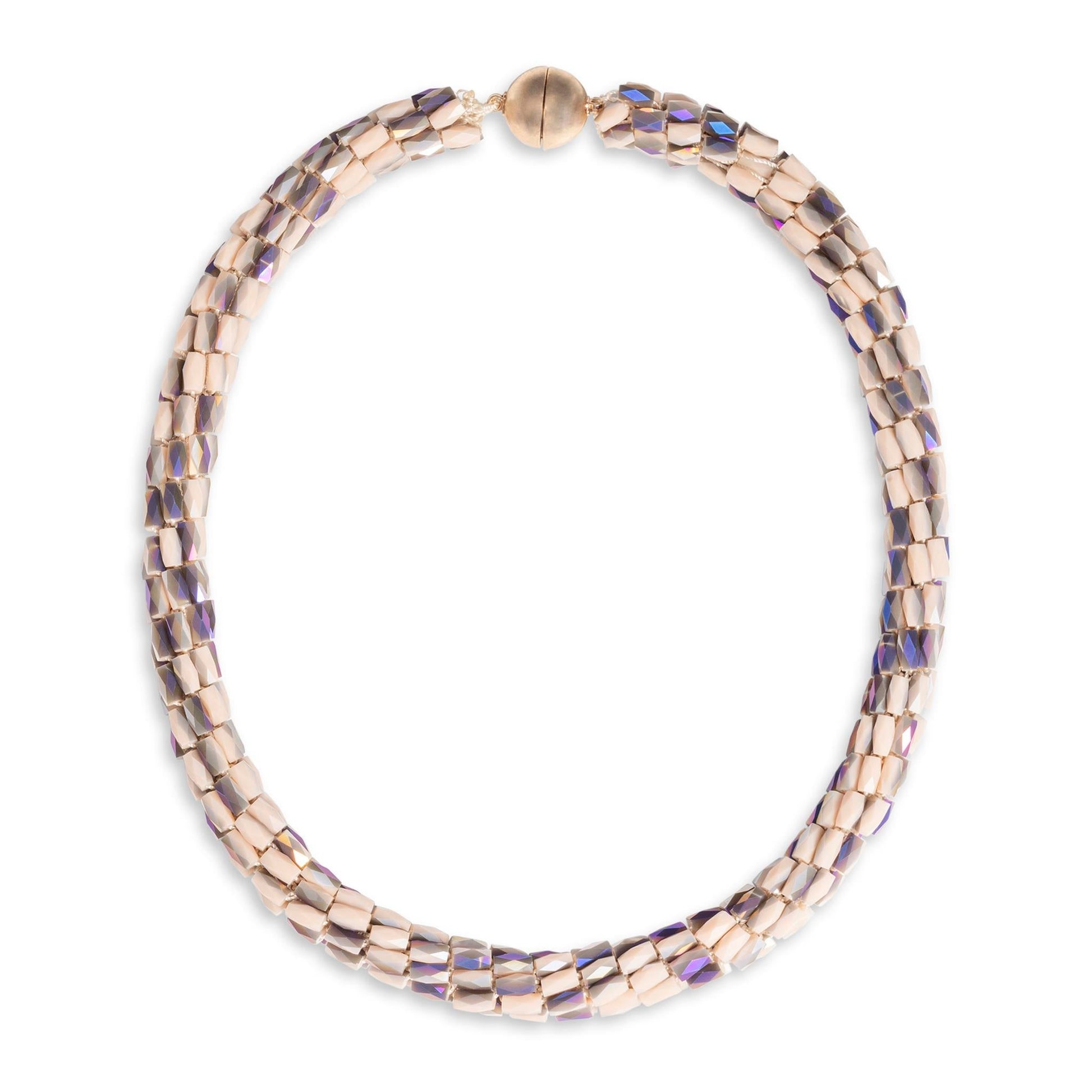 Collana girocollo a torciglione con micro cristalli rosa e sfumature viola - Mya Accessories