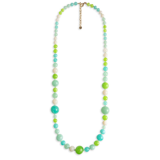 Collana lunga con sfere in acrilico ed in vetro tono verde - Mya Accessories