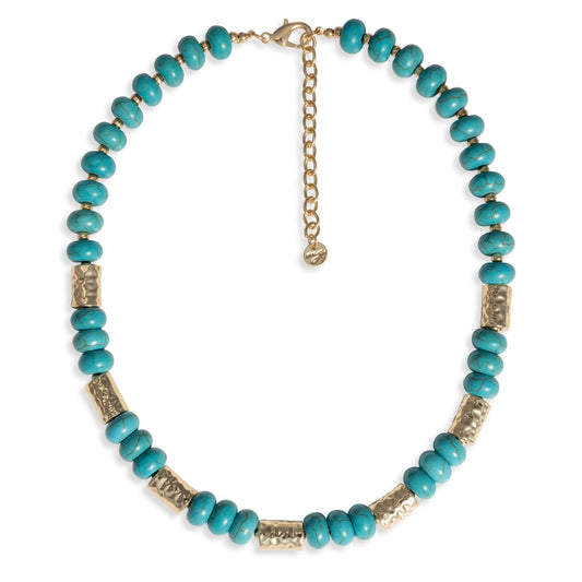 Collana girocollo con rondelle in metallo e pietre turchese - Mya Accessories