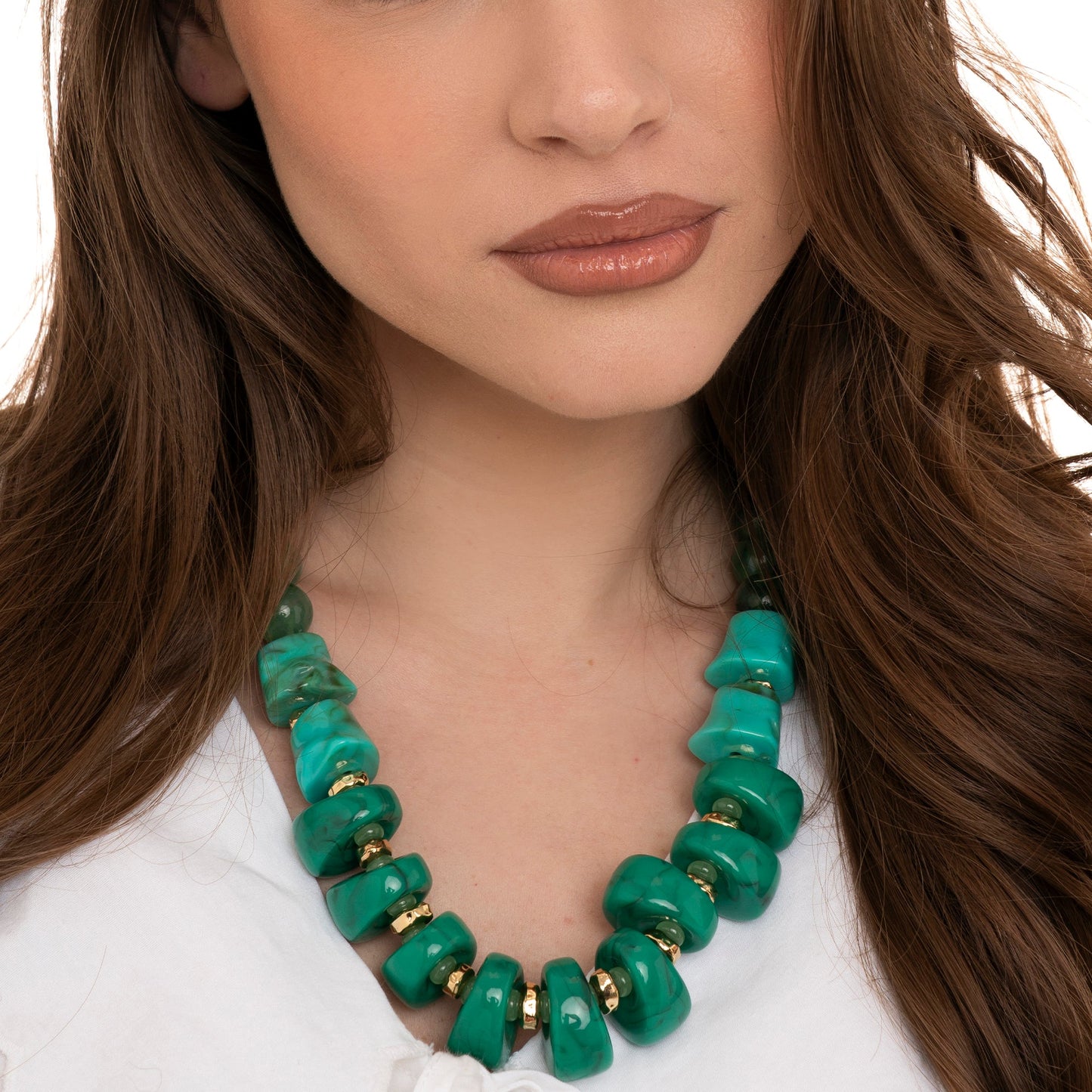 Collana girocollo con pietre in acrilico verde - Mya Accessories