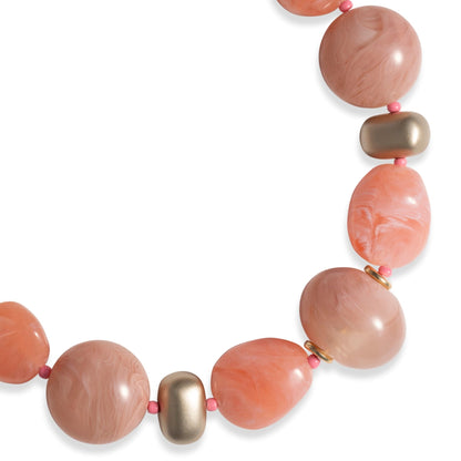 Collana girocollo con pietre irregolari in acrilico rosa - Mya Accessories