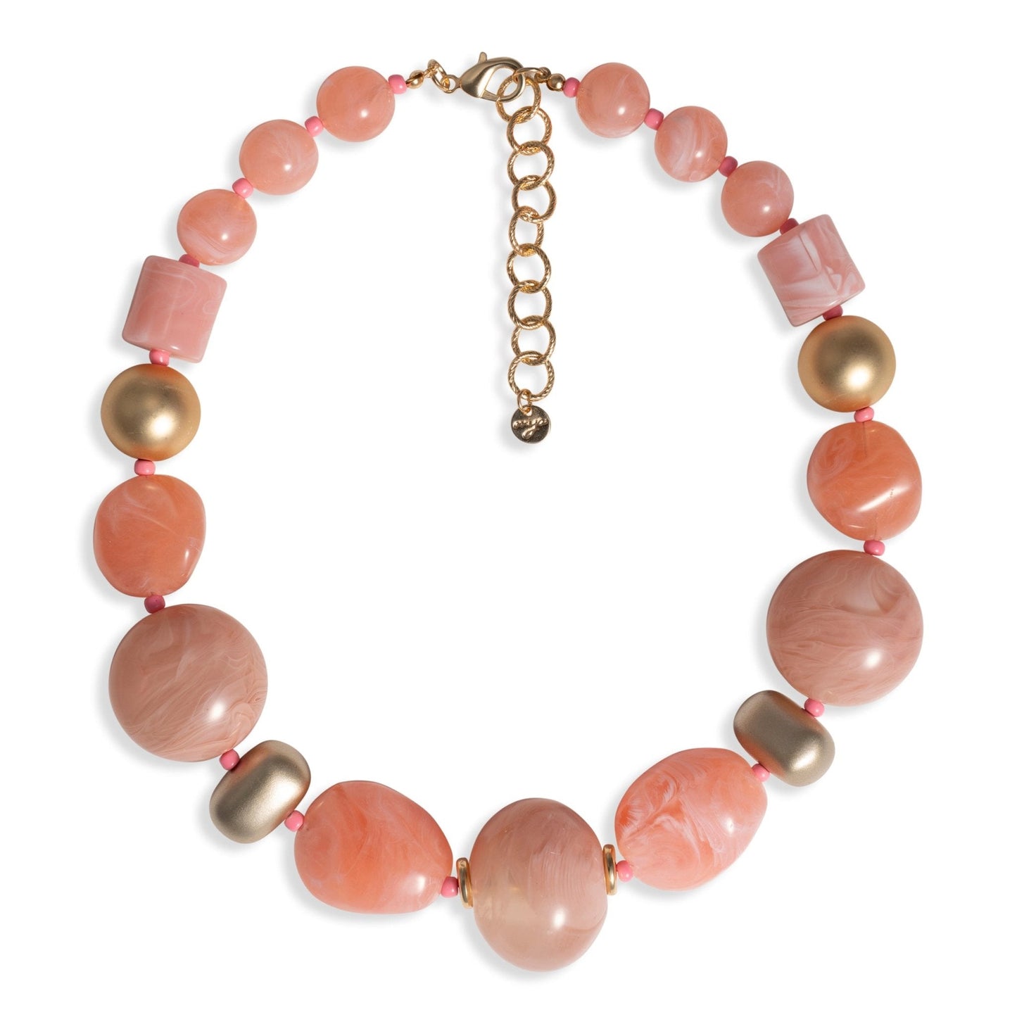 Collana girocollo con pietre irregolari in acrilico rosa - Mya Accessories