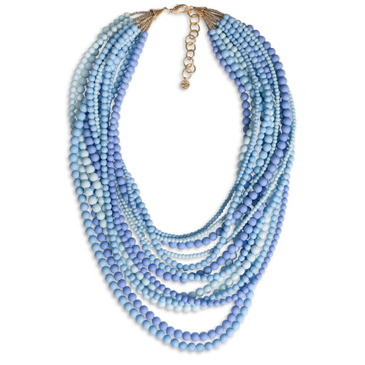 Collana multi linee con sfere in acrilico tono azzurro - Mya Accessories