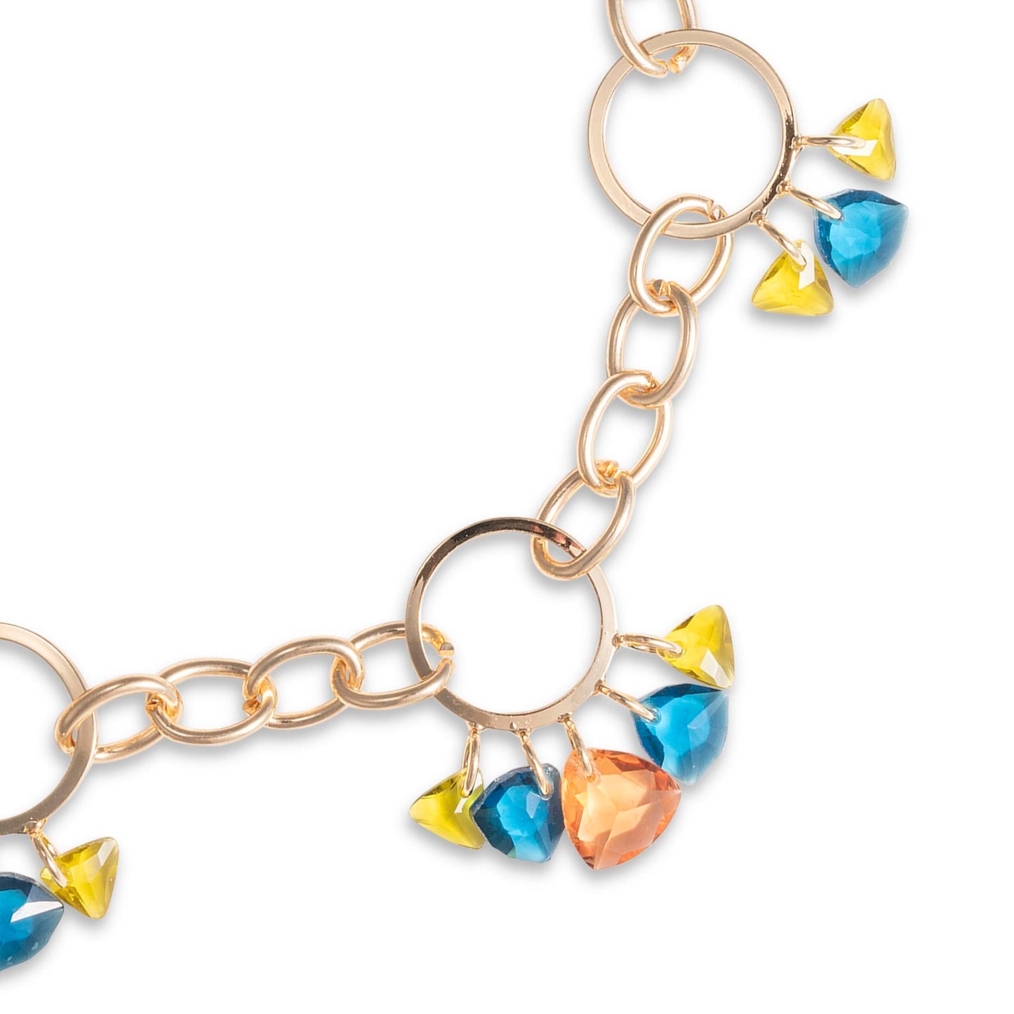 Collana girocollo a catena circolare con pietre in vetro mutlicolore - Mya Accessories