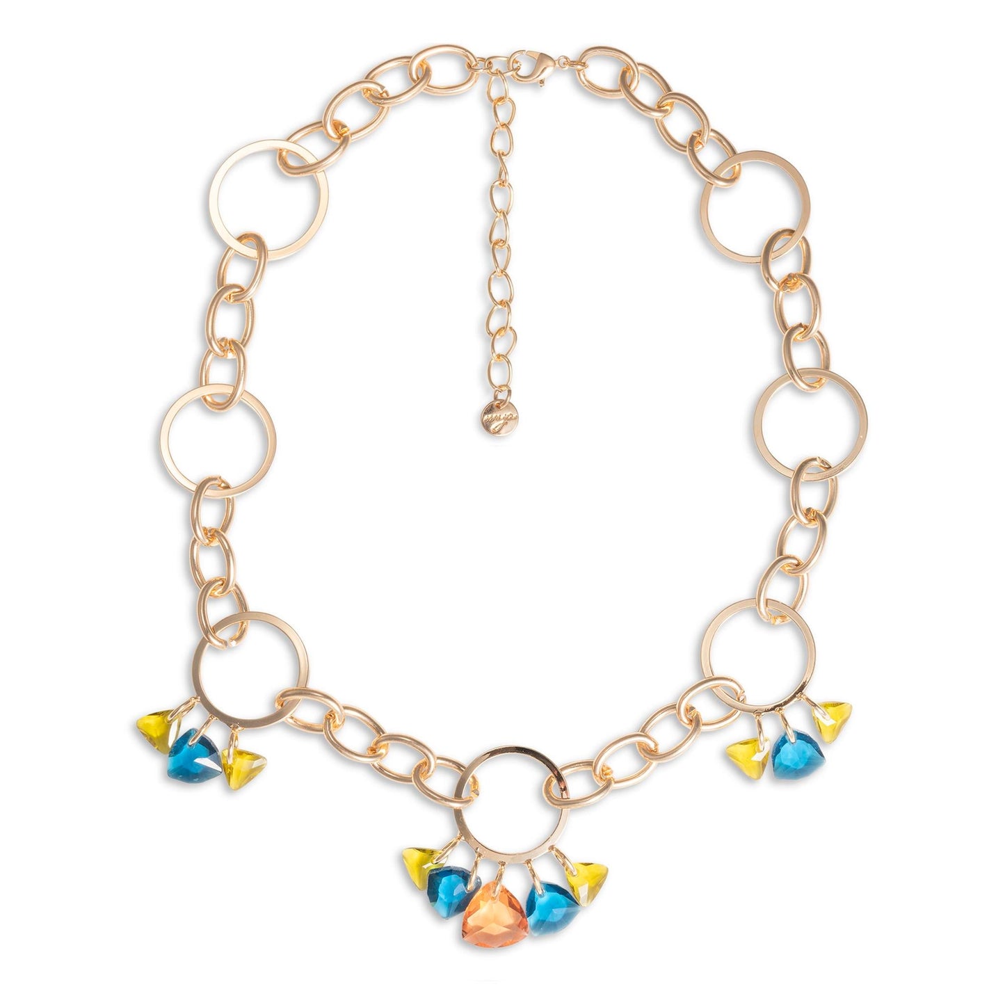 Collana girocollo a catena circolare con pietre in vetro mutlicolore - Mya Accessories