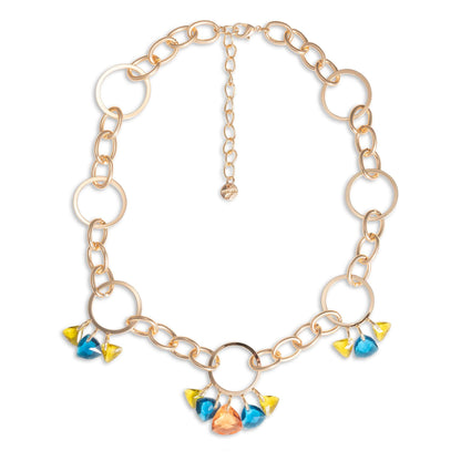 Collana girocollo a catena circolare con pietre in vetro mutlicolore - Mya Accessories