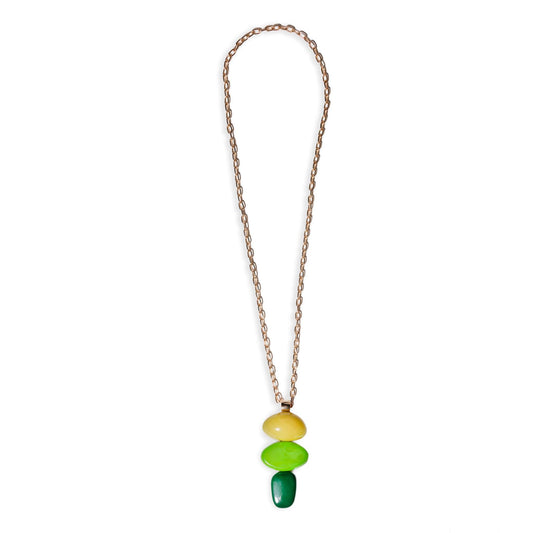 Collana lunga a catena con pendente in resina tono verde - Mya Accessories