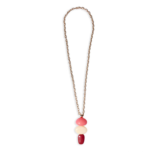 Collana lunga a catena con pendente in resina tono rosa - Mya Accessories