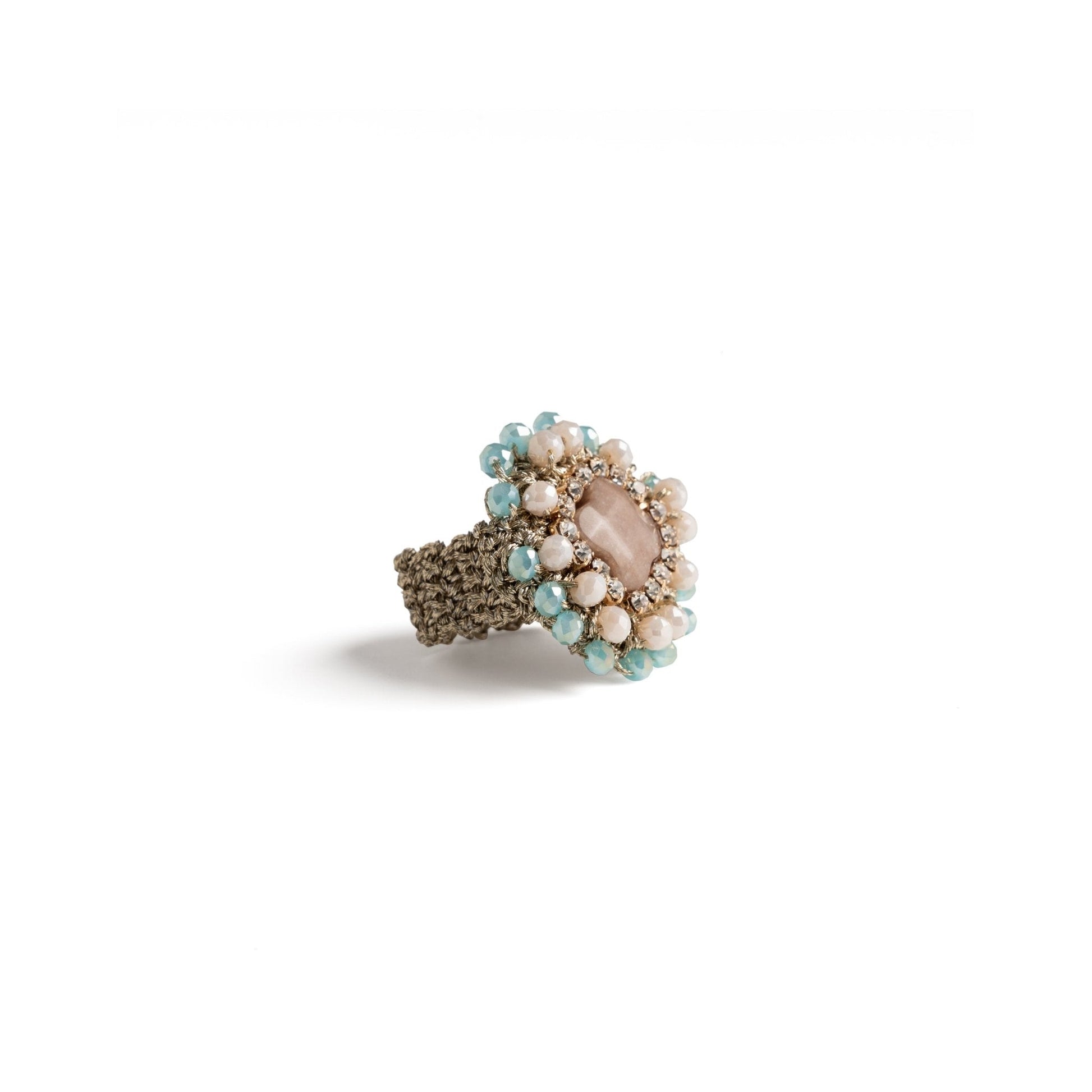 Anello in macramè con pietre in vetro multicolore - Mya Accessories