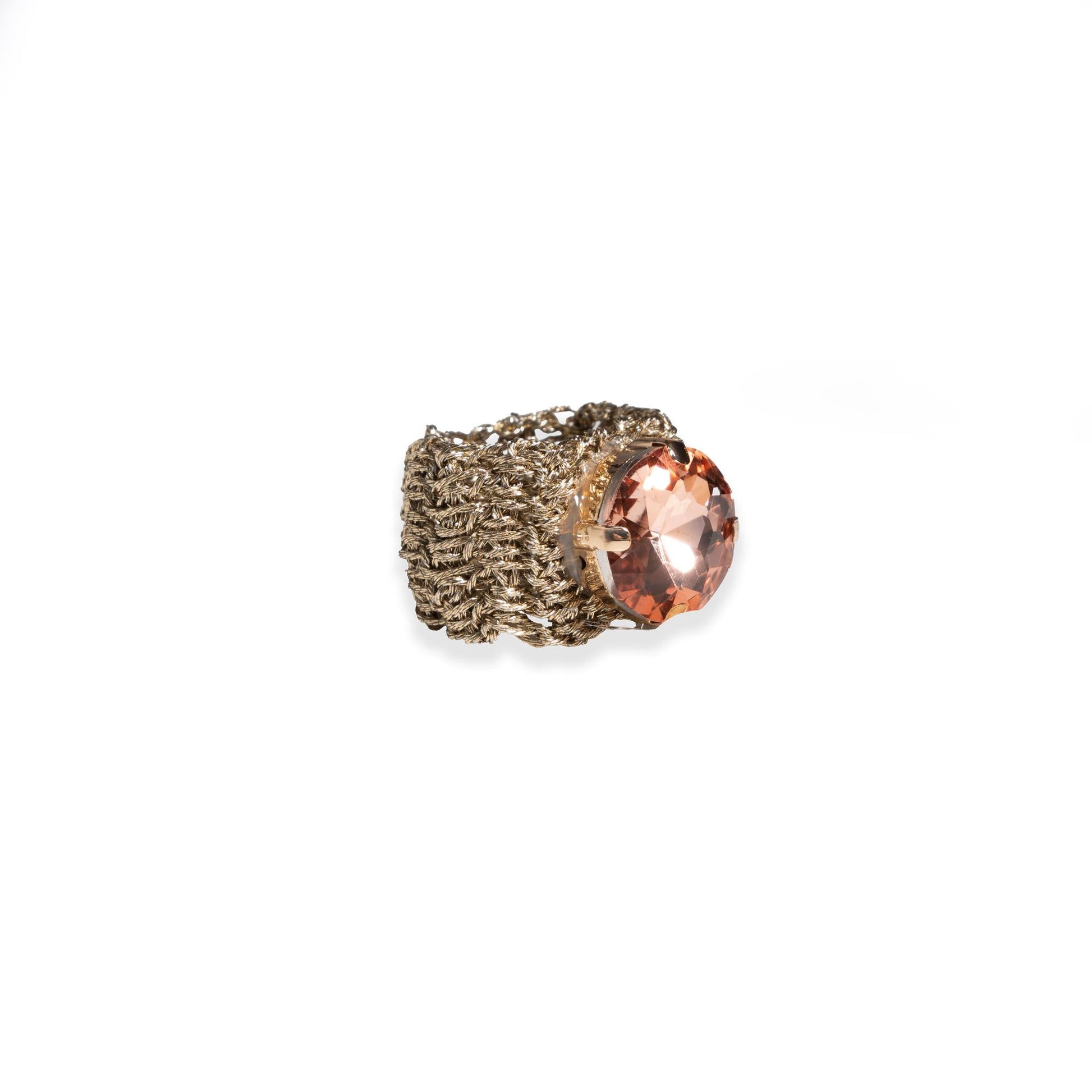 Anello in macramè con pietra in vetro rosa - Mya Accessories