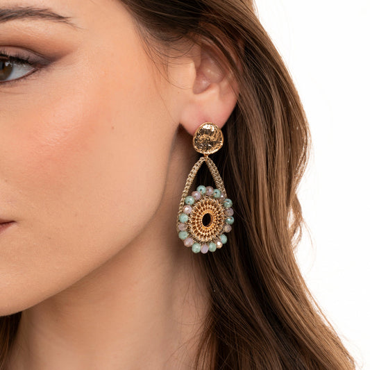 Orecchini pendenti in tessuto con micro cristalli multi - Mya Accessories