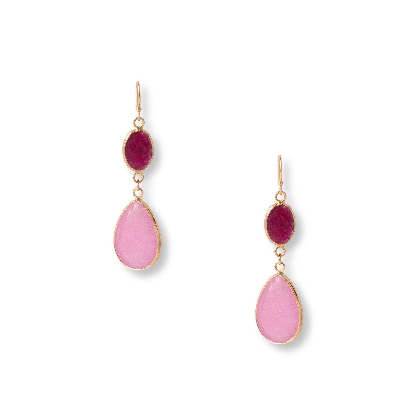 Orecchini pendenti con pietre dure a goccia tono rosa - Mya Accessories