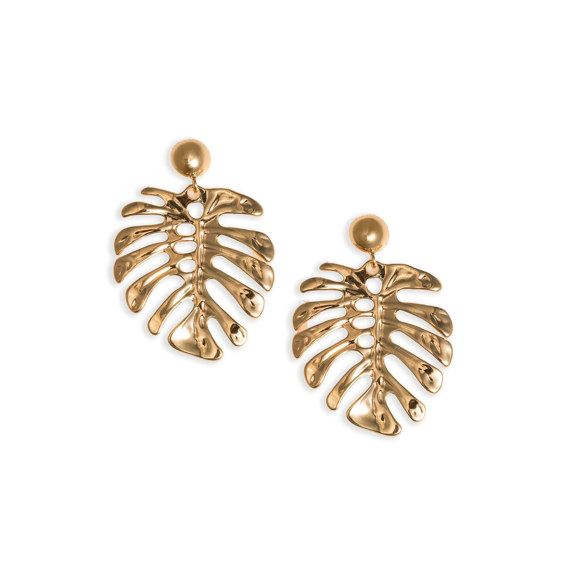 Orecchini pendenti a foglia in metallo lucido - Mya Accessories
