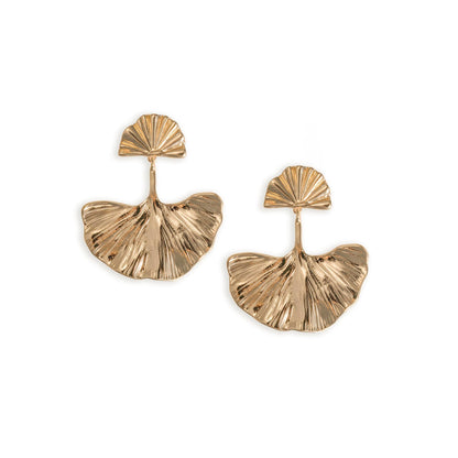 Orecchini pendenti con fiore in metallo rigato - Mya Accessories