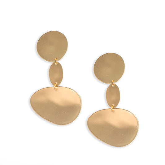 Orecchini pendenti a forma ovale in metallo lucido - Mya Accessories