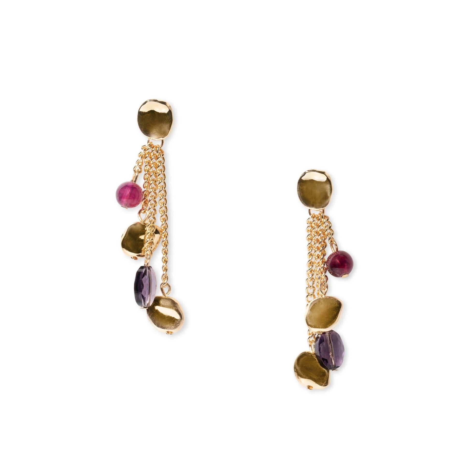 Orecchini pendenti a catena con pietre in acrilico viola - Mya Accessories