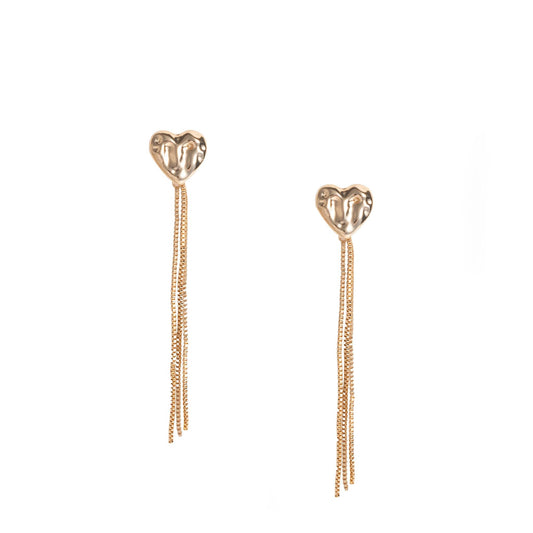 Orecchini a cuore in metallo con catene pendenti - Mya Accessories