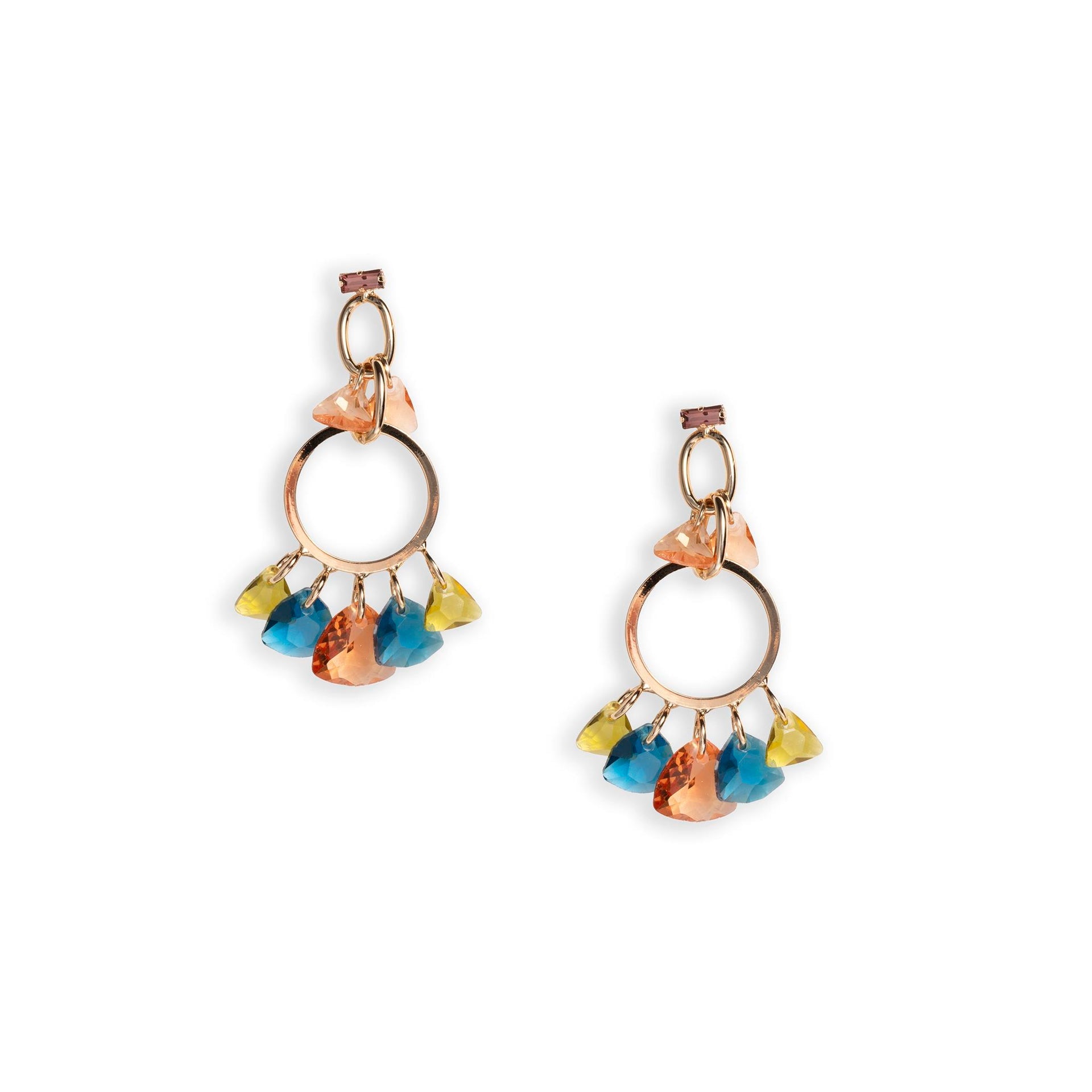 Orecchini pendenti a cerchio con pietre in vetro multi - Mya Accessories