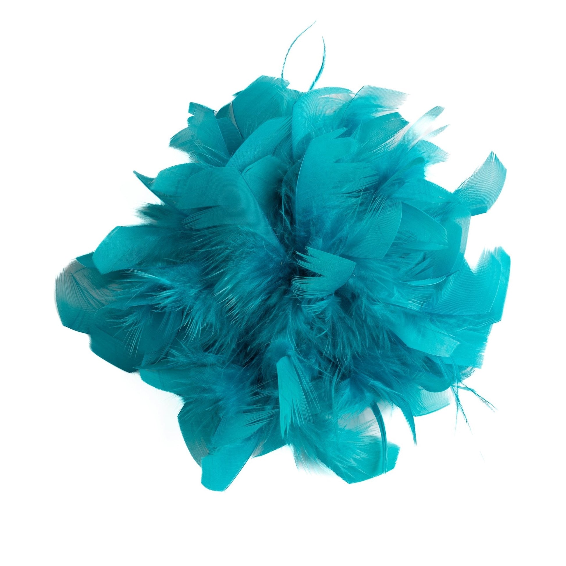 Spilla a fiore a piume tono petrolio - Mya Accessories