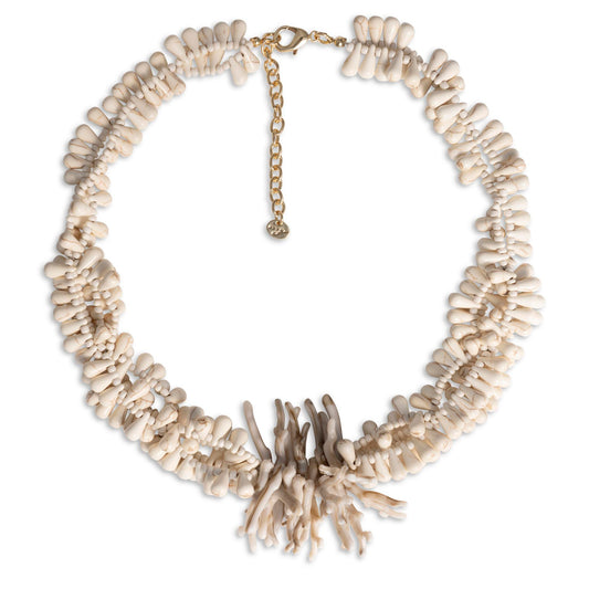 Collana girocollo con pietre pietre e dettaglio rami tono bianco