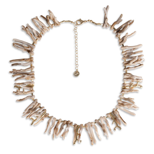 Collana girocollo con rami in acrilico tono beige